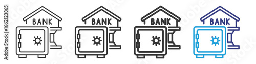 Safe Box Vectors Icon Set Illustration with Outline Style Variation