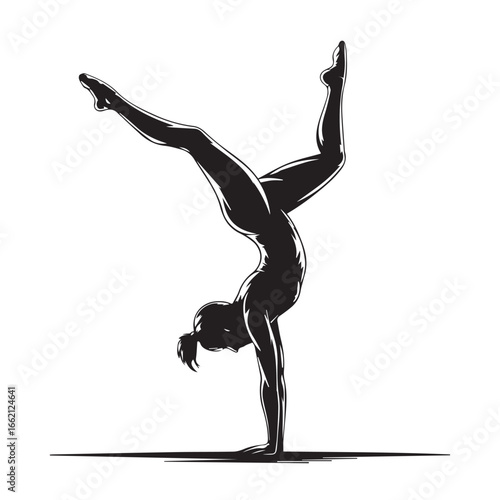 Silhouette of Woman Doing Handstand Pose