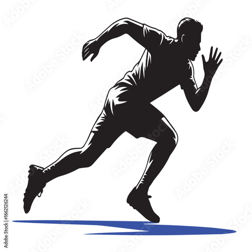 Dynamic silhouette of a runner in full sprint