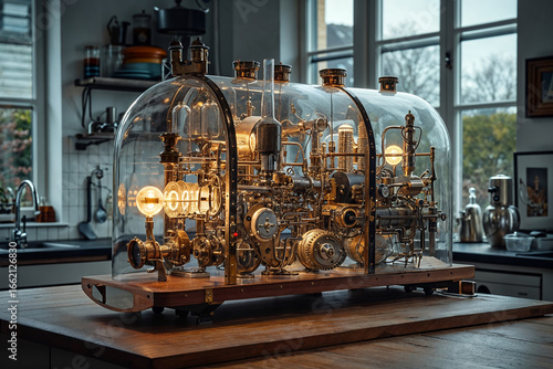 Obraz na płótnie Steampunk Machine in Modern Kitchen