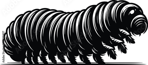 Maggot worm Silhouette vector illustration isolated on white background