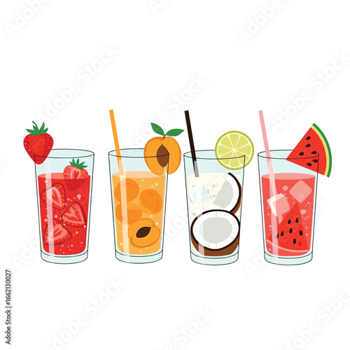 Refreshing summer drinks with fresh fruit garnishes perfect for hot days