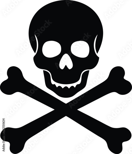 skul with crossbones silhouette vector