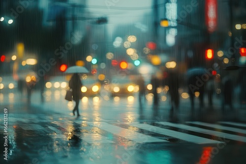 Wallpaper Mural Blurry city street with pedestrians crossing Torontodigital.ca