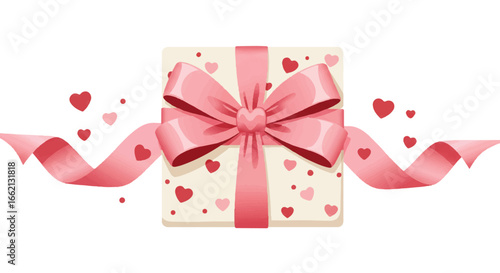 Colorful Gift Box with Ribbon and Bow for Celebration or Special Occasion.