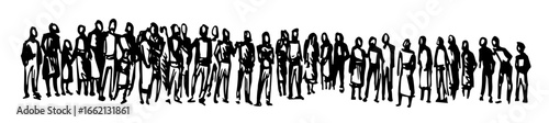 Vector drawing. Big people crowd