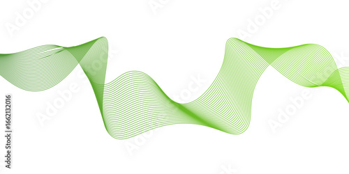 Green Wave. An abstract, fluid, transparent design element in the form of a wave,green wave melody lines on white background,.presentation in bussines banners,website,curve,brhouce