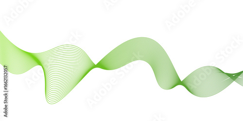 Green Wave. An abstract, fluid, transparent design element in the form of a wave,green wave melody lines on white background,.presentation in bussines banners,website,curve,brhouce
