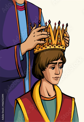 Vector drawing. Hands holds a crown