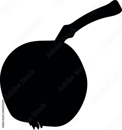Black silhouette of fruit of rowan (Sorbus aucuparia) isolated on white background