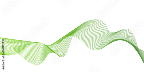 Green Wave. An abstract, fluid, transparent design element in the form of a wave,green wave melody lines on white background,.presentation in bussines banners,website,curve,brhouce
