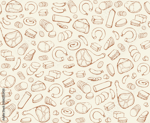Meat production. Vector drawing food