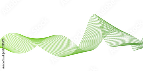 Green Wave. An abstract, fluid, transparent design element in the form of a wave,green wave melody lines on white background,.presentation in bussines banners,website,curve,brhouce