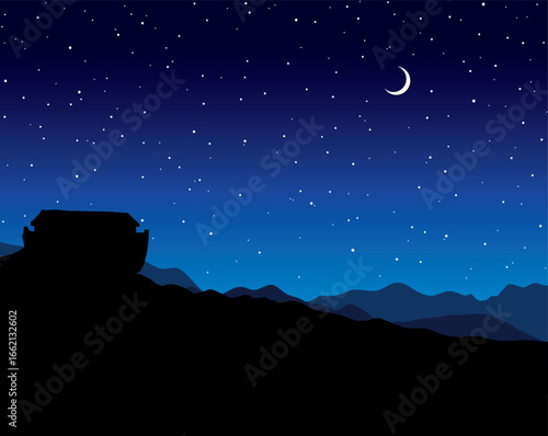 Biblical Noah's Ark. Vector drawing