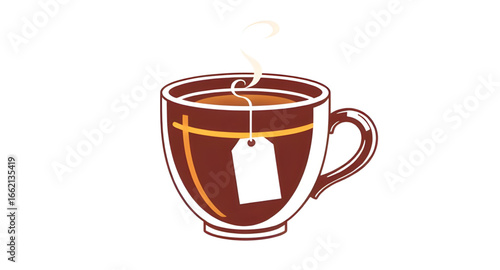 teabag in cup, warm tea drink, tea with label, herbal tea cup, green tea illustration, black tea cup, tea with steam, teacup and saucer, tea icon vector, morning tea cup, hot beverage illustration, cl