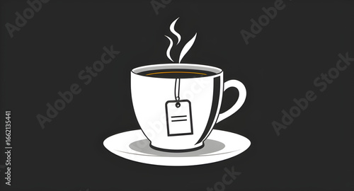 tea mug vector, teabag in cup, warm tea drink, tea with label, herbal tea cup, green tea illustration, black tea cup, tea with steam, teacup and saucer, tea icon vector, morning tea cup, hot beverage 