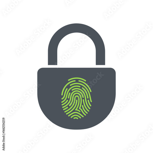 Lock icon vector art of padlock with fingerprint scanner for secure access and protection vector