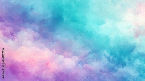 Soft watercolor background, pastel gradient sky tones, teal blue purple pink blend, dreamy clouds, artistic wash, ethereal texture, poster header backdrop