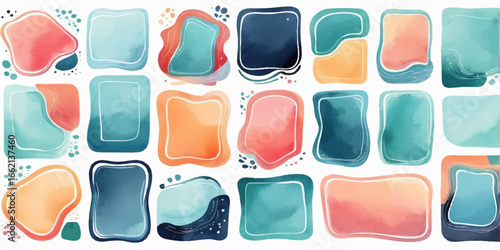 Vector design of glossy nail polish sets, with a blank square symbol or icon on a white background