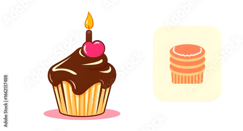 cupcake illustration, dessert vector, sweet cupcake icon, chocolate muffin vector, cupcake with frosting, cupcake clipart, cupcake drawing, chocolate dessert art, sweet food vector, bakery cupcake ill