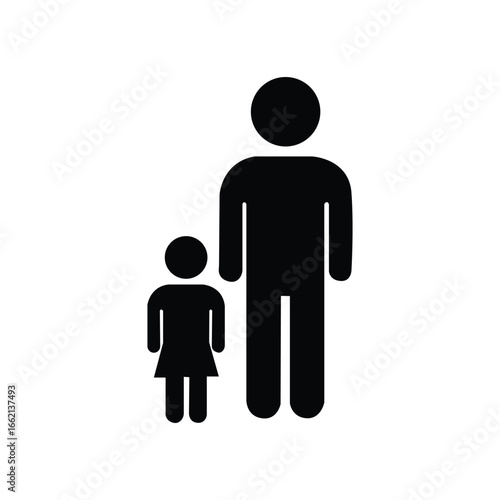 Family parent child black silhouette vector illustration symbol for relationship protection care responsibility fatherhood motherhood parenting guidance support
