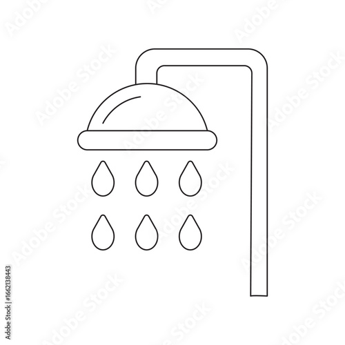 shower,bath,water, shower bath water icon vector illustration showing bathroom shower with drops representing hygiene cleanliness washing refreshment daily routine
