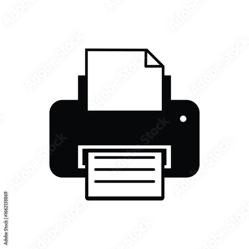 printer,document,office, printer document office icon vector illustration showing printing machine with paper symbol representing hardware technology work business equipment
