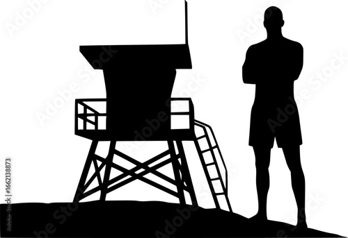 Lifeguard Silhouette vector cut files illustration isolated on white background 