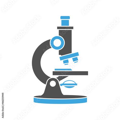 School icon illustration of a microscope, a scientific instrument used for magnifying small objects for observation vector