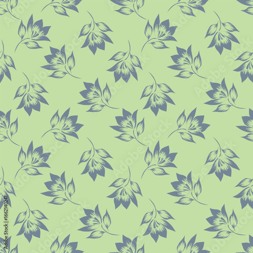 Seamless floral pattern, liberty ditsy print with cute large botany in retro folk style. Beautiful botanical design of hand drawn wild plants: flowers, leaves on black background. Vector illustration