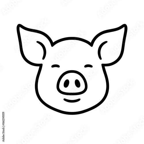 A cheerful pig illustration featuring a clean line drawing, captures the essence of farm life with a touch of playful charm. This image is designed in a vector format. vector illustration