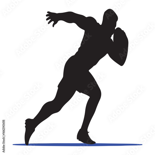 Silhouette of a football player in motion during a game