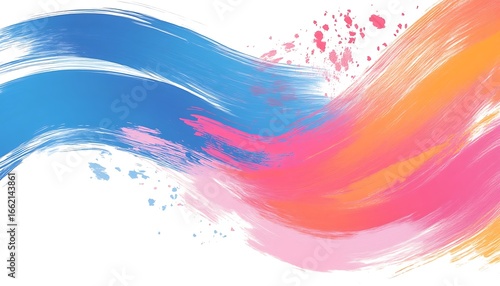 Wallpaper Mural Abstract Brush Strokes Background with Blue, Pink, Orange on White Backdrop Torontodigital.ca