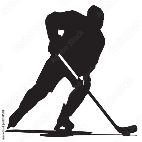Dynamic silhouette of a hockey player in action