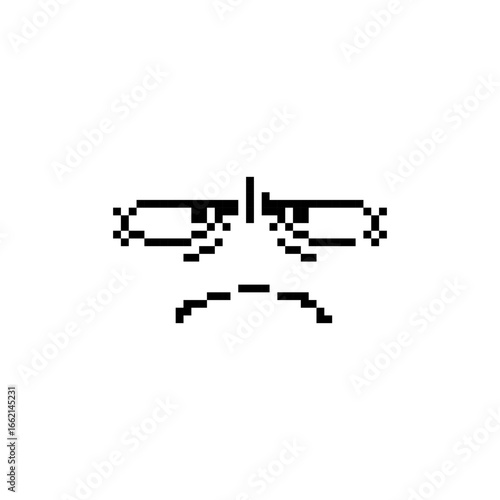 Pixel art of an angry expression with sharp lines, capturing intense emotion in a simple style.