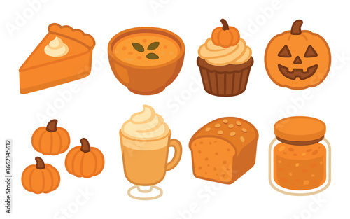 Pumpkin-themed autumn treats and decorations
