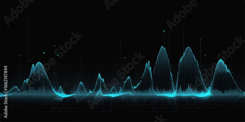 A vibrant abstract blue wave background vector shows a dynamic cardiogram heartbeat line for medical health technology