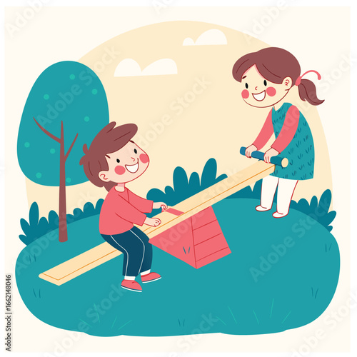 A boy and a girl playing together outdoors