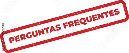 Red stamp with Perguntas Frequentes text and grunge effect, isolated element for design resources