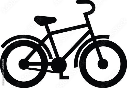 Classic black bicycle silhouette on a clean white background