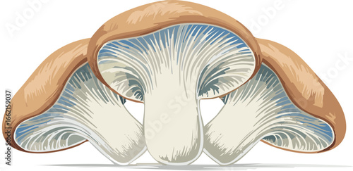 Three Shiitake Mushrooms with Visible Gills fungi edible mushroom