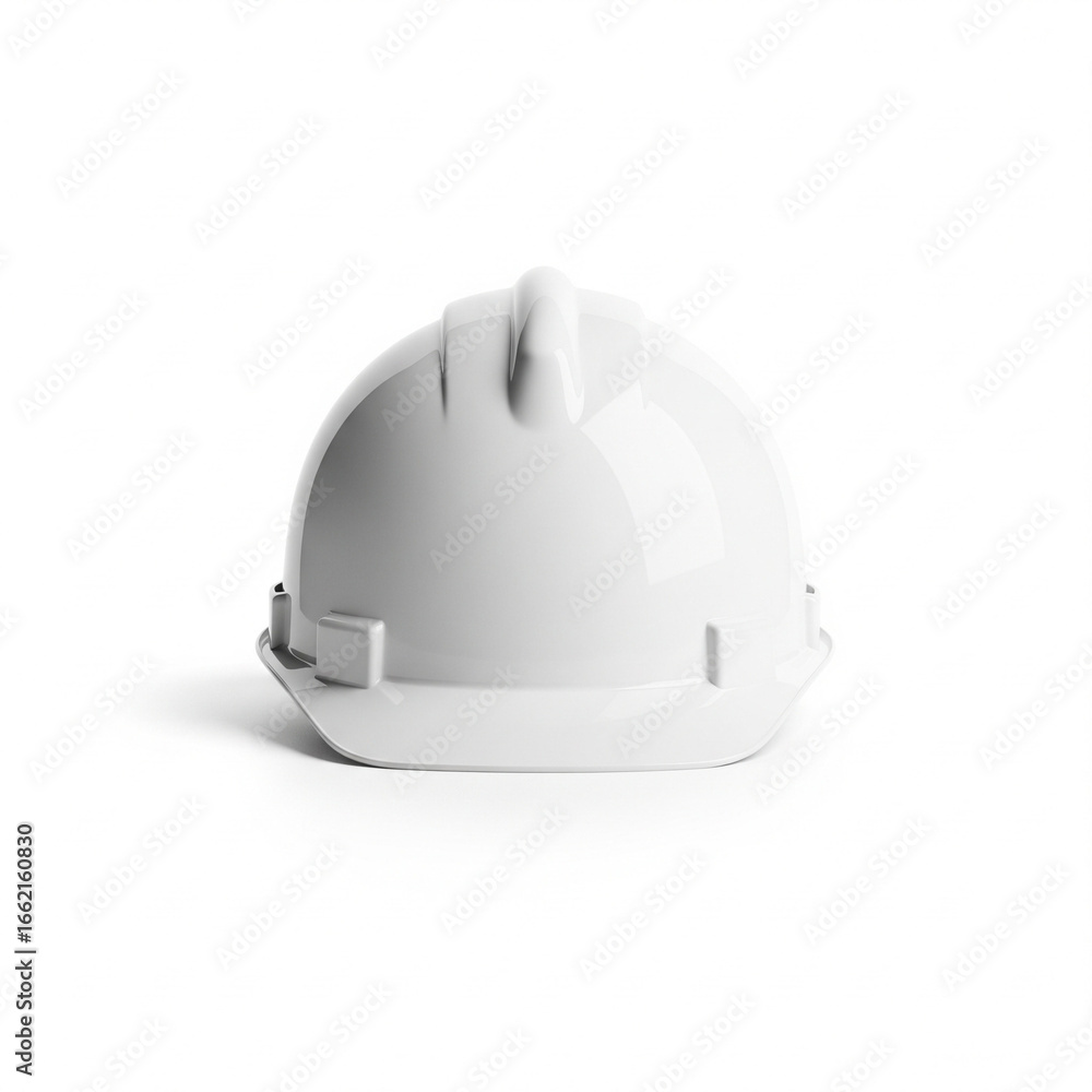 Fototapeta premium white engineering safety helmet placed on invisible table front view isolated on white background