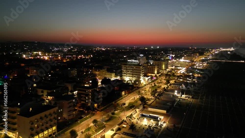Wallpaper Mural Night drone footage Rimini city resort lights streets Torontodigital.ca