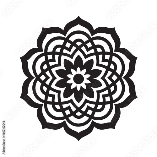 Black and White Mandala Floral Pattern Design
