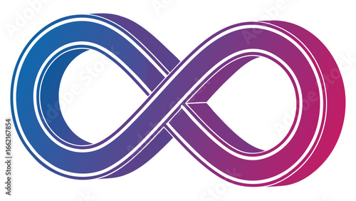 Gradient infinity symbol with blue to purple color scheme and white outline on a white background
