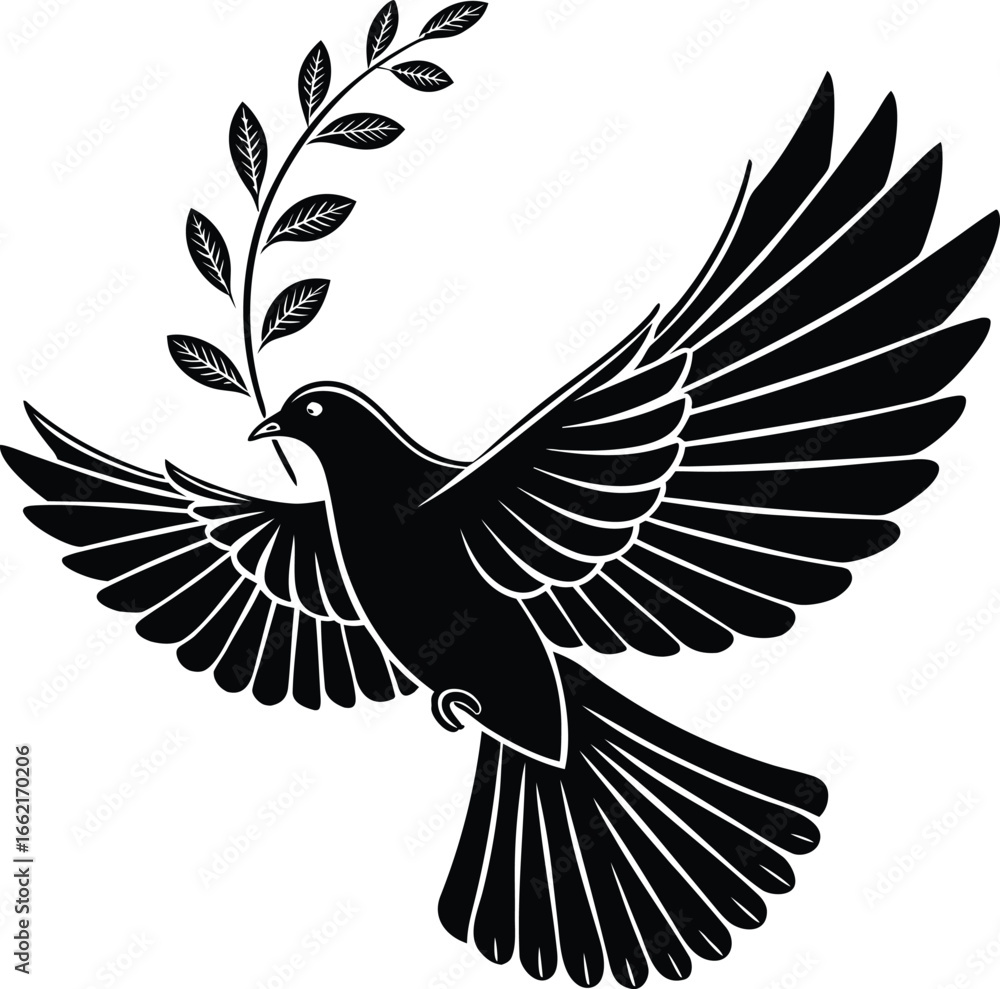 Obraz premium Dove of peace silhouette vector, Dove vector