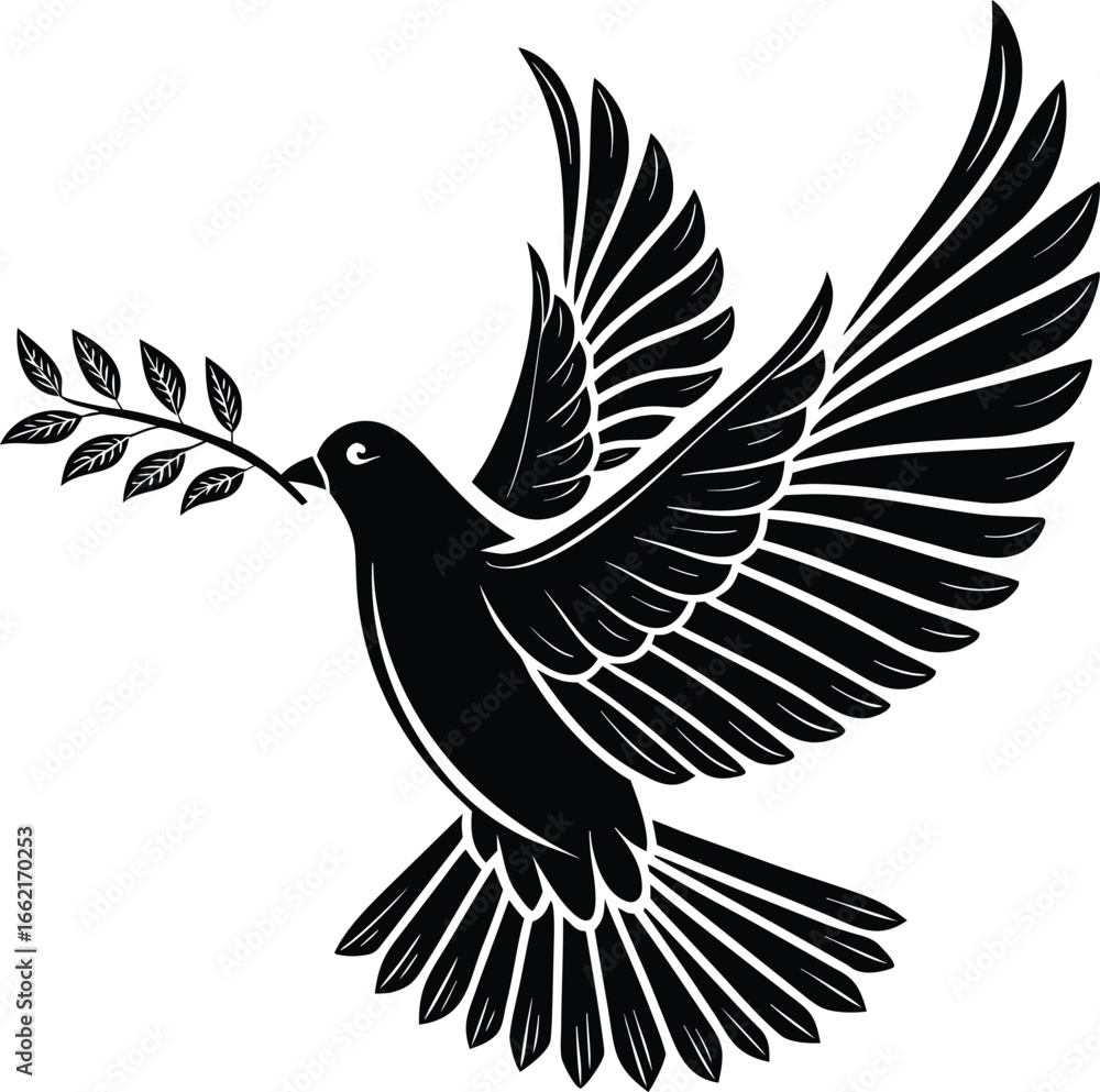 Obraz premium Dove of peace silhouette vector, Dove vector