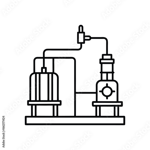 A gas compressor station line art vector illustration
