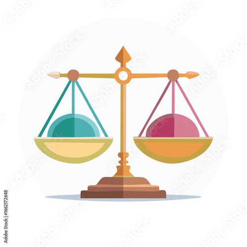 Scales of justice illustration comparison equality fairness balance legal concept