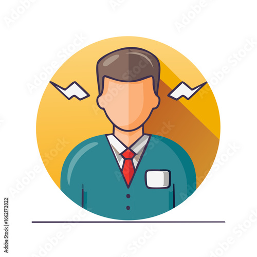 Stressed Out Icon with Lightning Bolts Depicting Overwhelmed Person with Anxiety